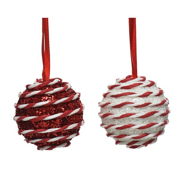 6cm Striped Foam Bauble with Hanger